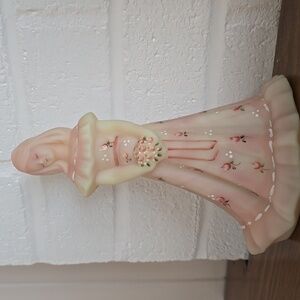 Fenton Burmese Glass Bridesmaid Figurine Hand Painted By S. Hopkins